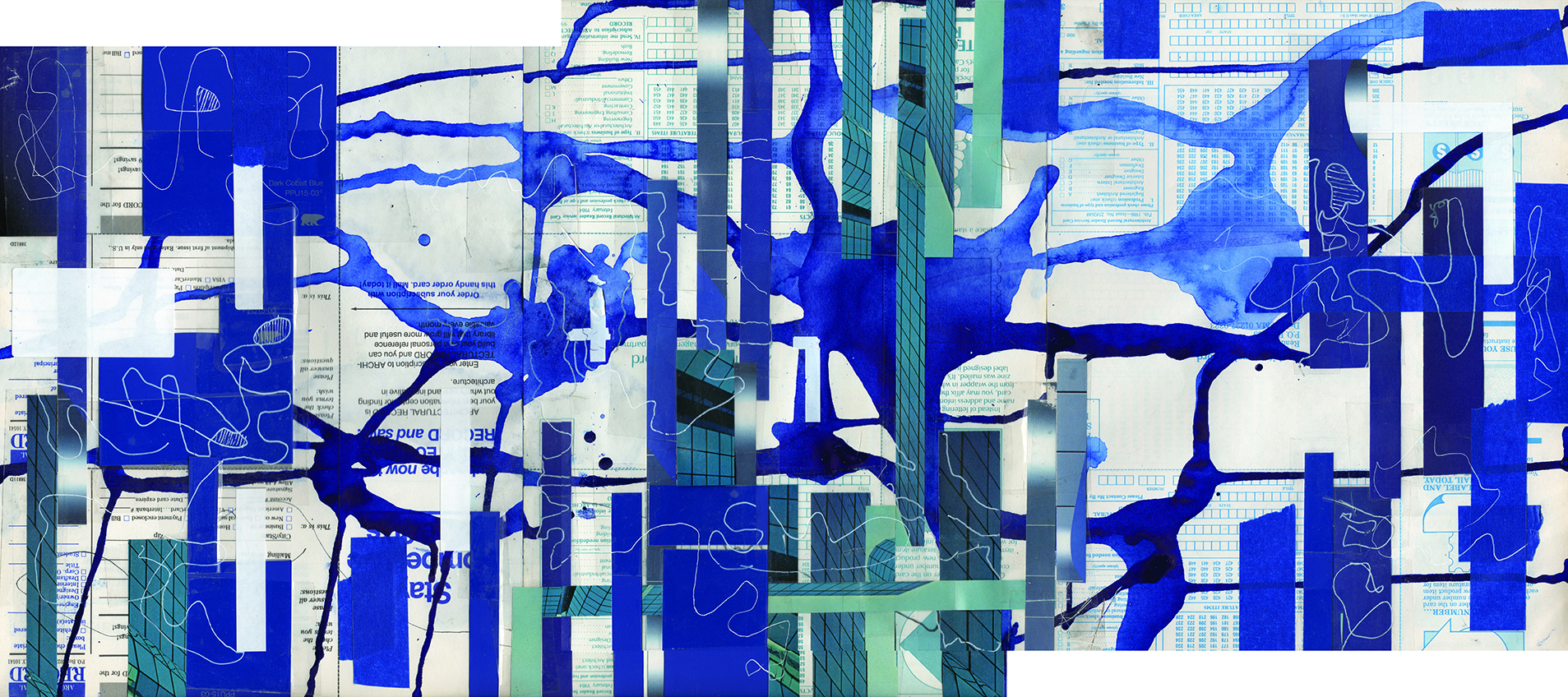 Robert Alexander Ink Illustration Using Survey Card as Canvas