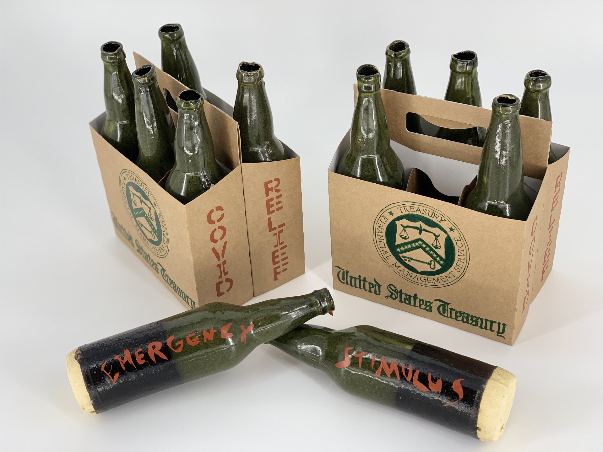 Pascual Arriaga Ceramic, Paint and Cardboard Depicting Bottles in Cases