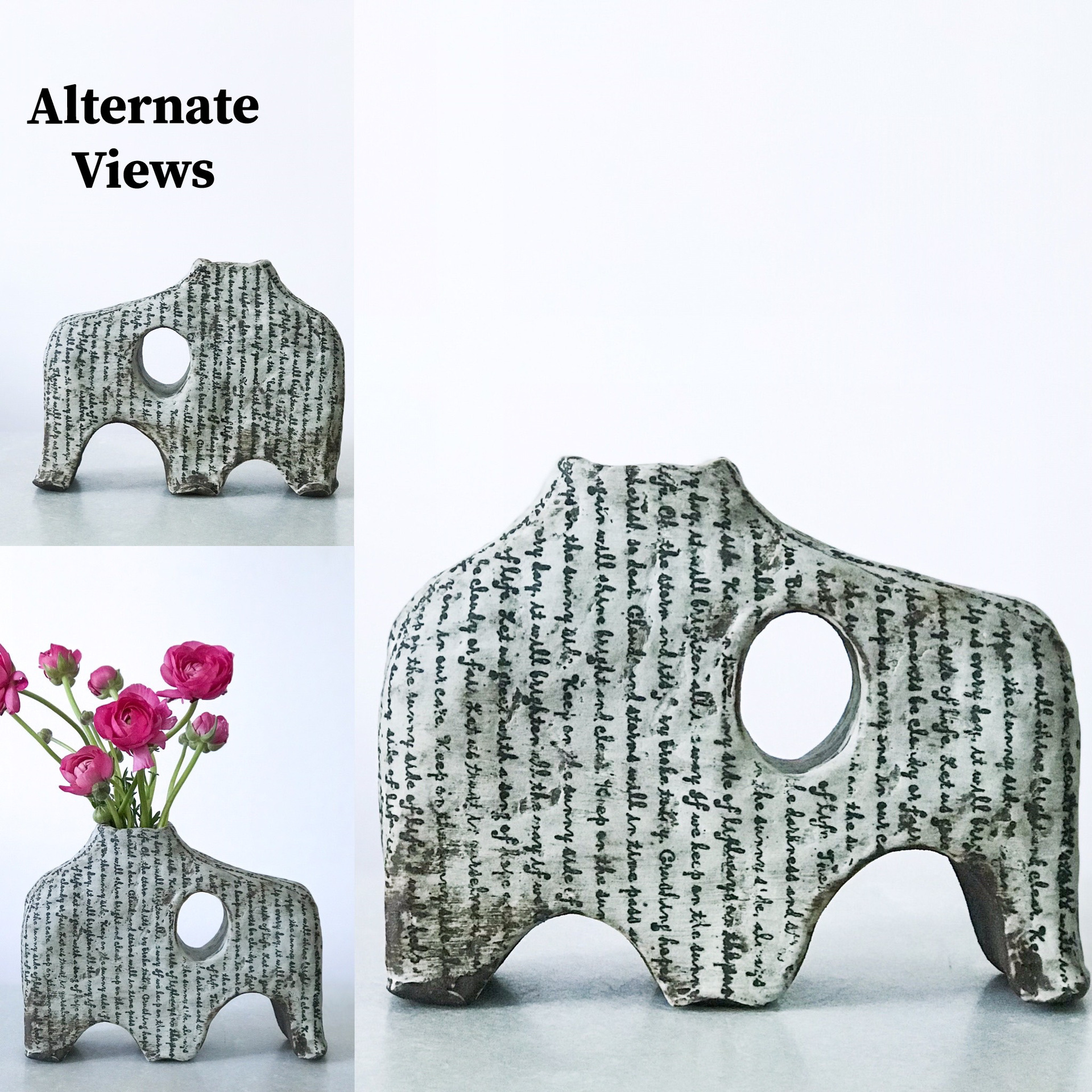 Gail Miles clay vessel with song lyrics described in the artists' statement.